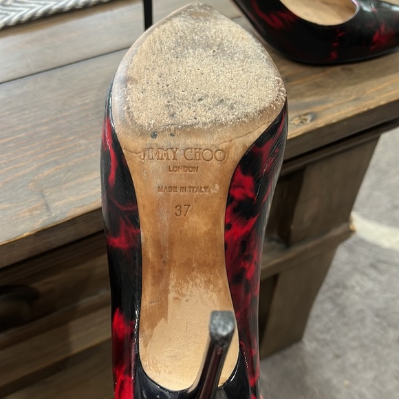 Tie Dye Patent Red Jimmy Choo Heels size 37 - Picture 3 of 6